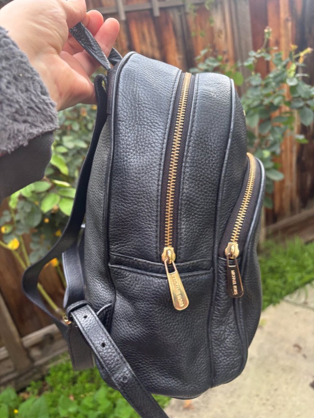 Authentic Michael kors black leather backpack purse - Picture 8 of 9